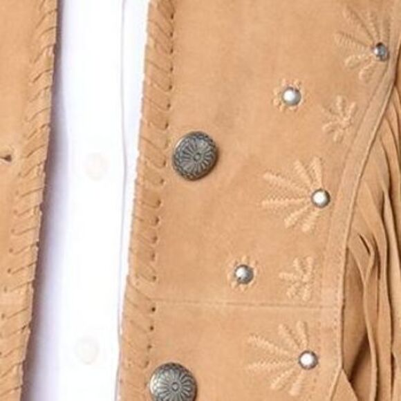 American West Women's Jacket Sz 10 Embroidered Suede Brown A678485 - Picture 2 of 4